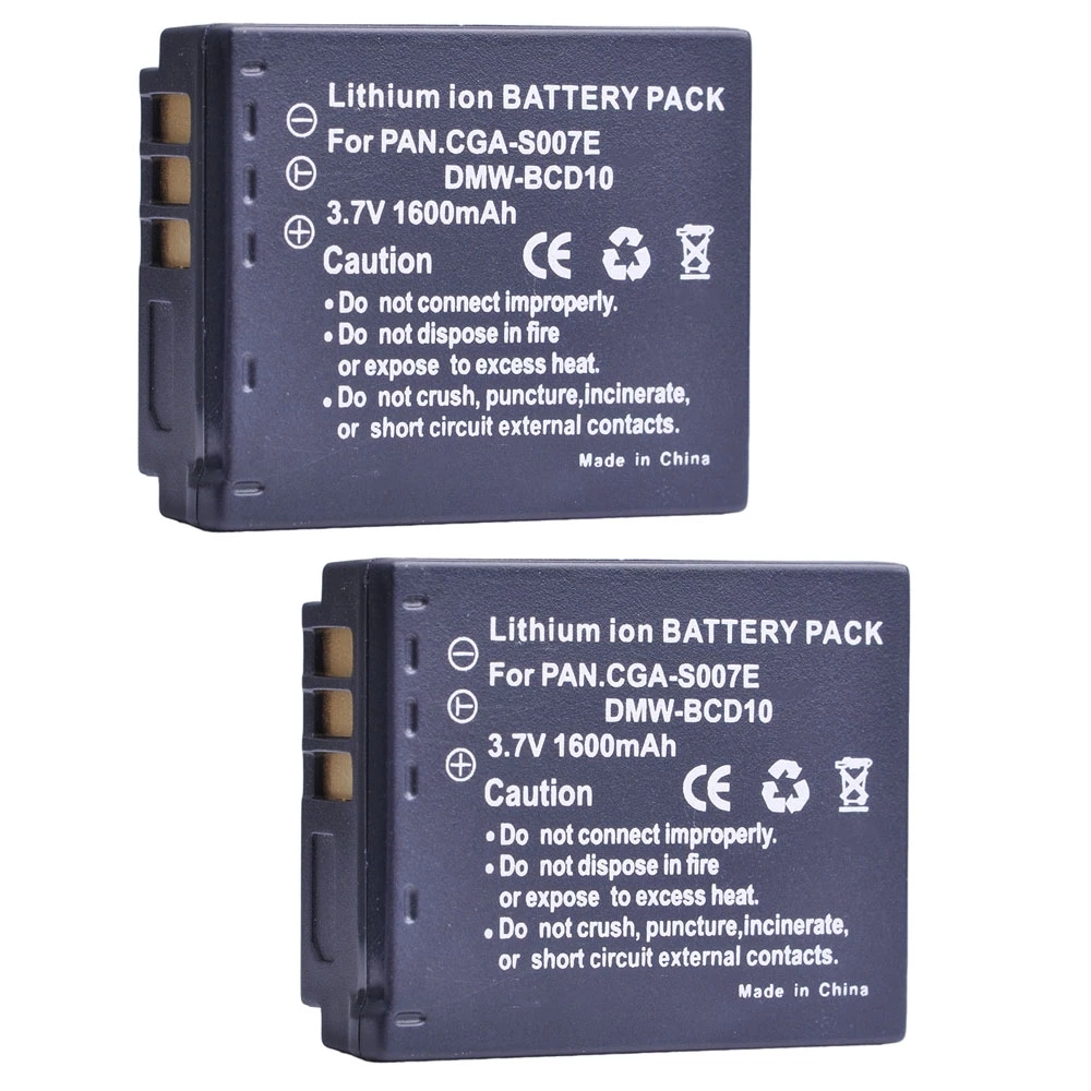 S007E CGA-S007 Li-ion Battery For Panasonic Lumix DMC TZ50 TZ15 TZ1 TZ2 TZ3 TZ4 TZ5 DMC-TZ2EB-S DMW-BDC10: black