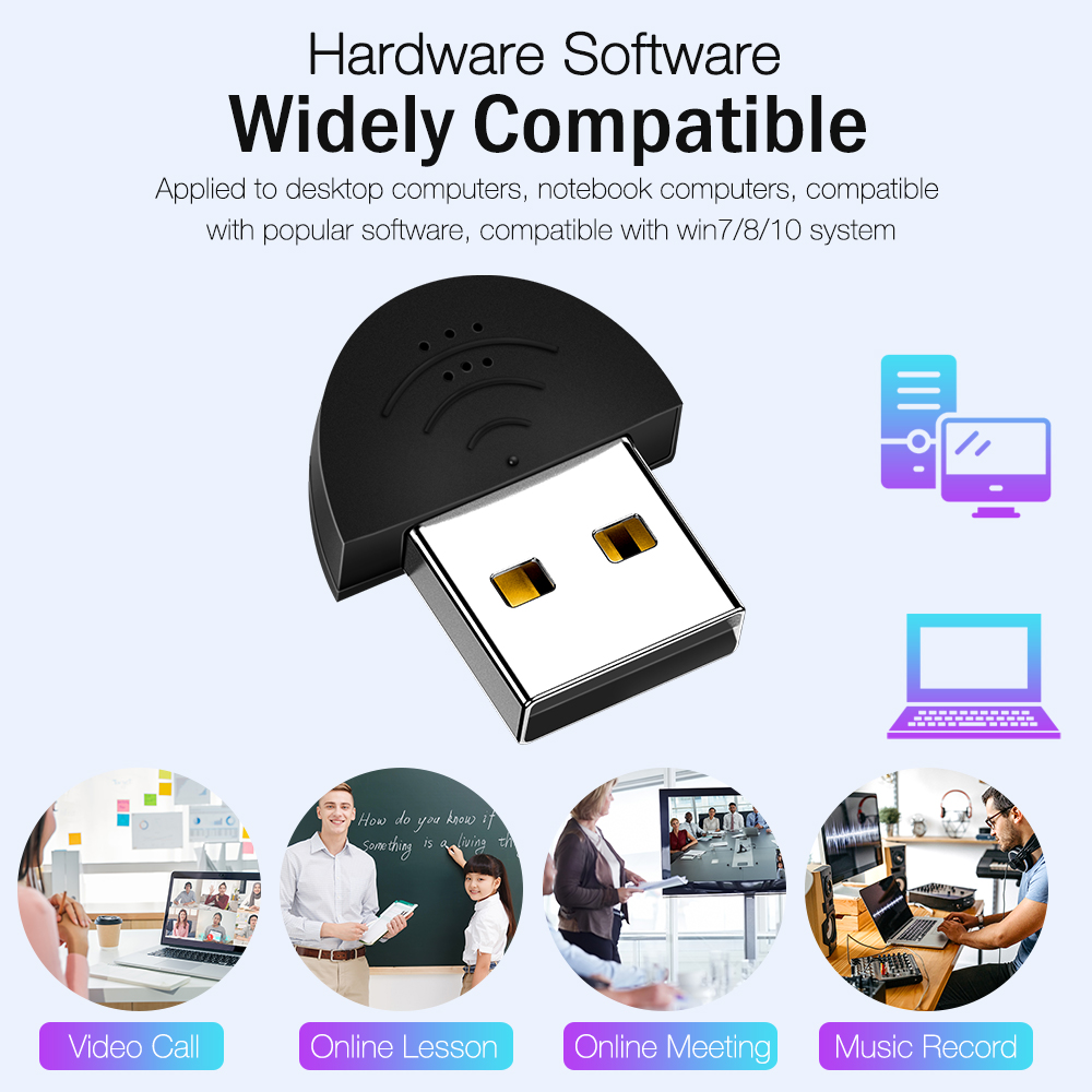 Tragbarer, leichter usb-mini-mikrofon-audioadapter mit usb 2.0, treiberfrei für pc, notebook und laptop.