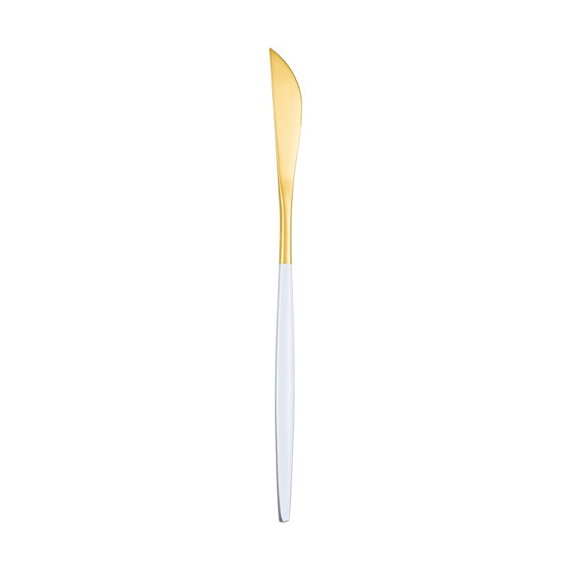 Hjem spisestel sæt guld 18/10 rustfrit stål bestik sæt gaffel ske kniv opvaskemaskine tåler sølvtøj bestik sæt: Middagskniv