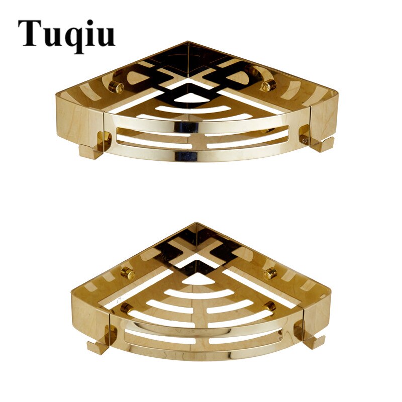 Badrumshyllor hörnhylla krom/guld rostfritt stål 304 vägg badrumshylla dusch caddy rack badrumstillbehör hyllor