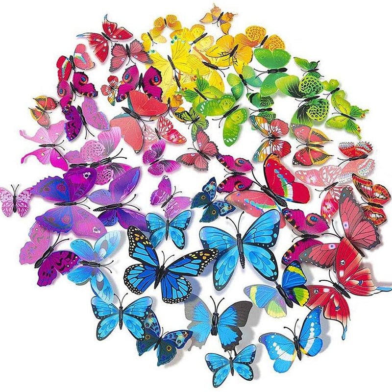 12pcs/ Set 3D Three-Dimensional Pvc Simulation Butterfly Home Decoration Wall Stickers Refrigerator Stickers
