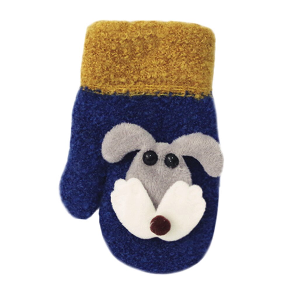de noël enfant en bas âge bébé mignon épaissir couture filles chaudes garçons d'hiver sangles gants 27: Bleu