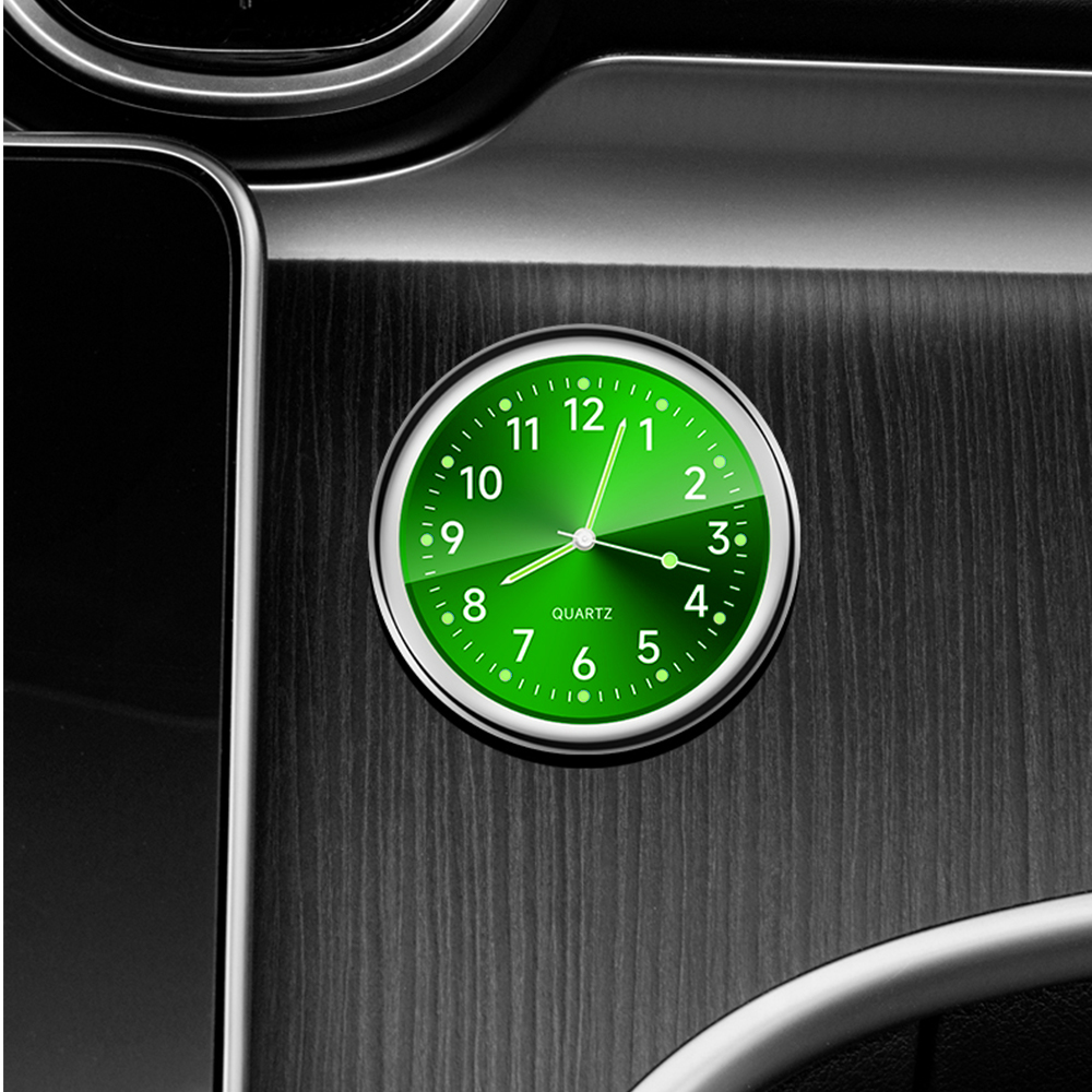 Car Clock Luminous Automobiles Internal Stick-On Mini Digital Watch Mechanics Quartz Clocks Auto Ornament Car Accessories: WHITE