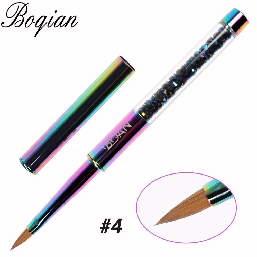 BQAN-pincel de acrílico para manicura, pincel para extensión de esmalte de uñas, pintura y dibujo, arcoíris 2 #4 #6 #8 # Pure Kolinsky: size 4