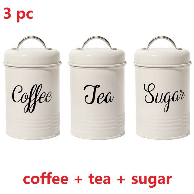 1-3 pc te kaffe sukker oppbevaringsflasker krukker jern sukker beholder holder kan oppbevaringsflasker godteri oppbevaringsbokser forseglet beholder: Sett  ( 3 pc )