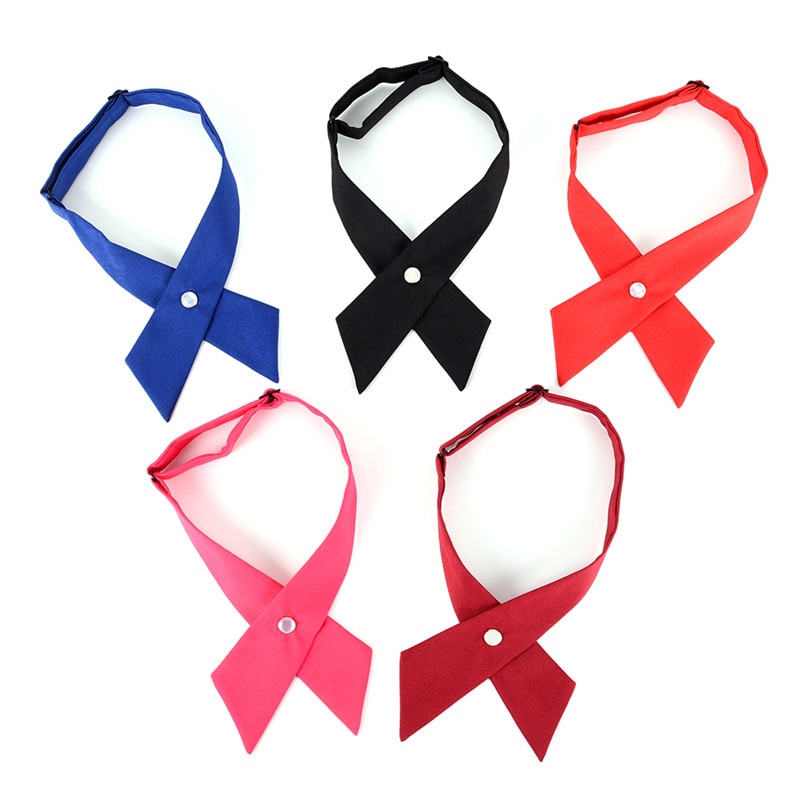 Women Cross Bow Ties Women's Bow Tie Female Girl Student Hotel Clerk Waitress Neck Wear Silk Ties 1 Pcs