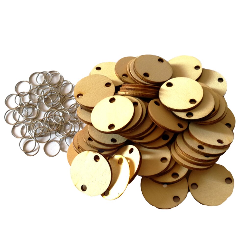 100pcs Round Wooden Slices With 100 Iron Loops Set For Birthday Reminder Hanging Wooden Plaque Board DIY Calendar Accessories Ho