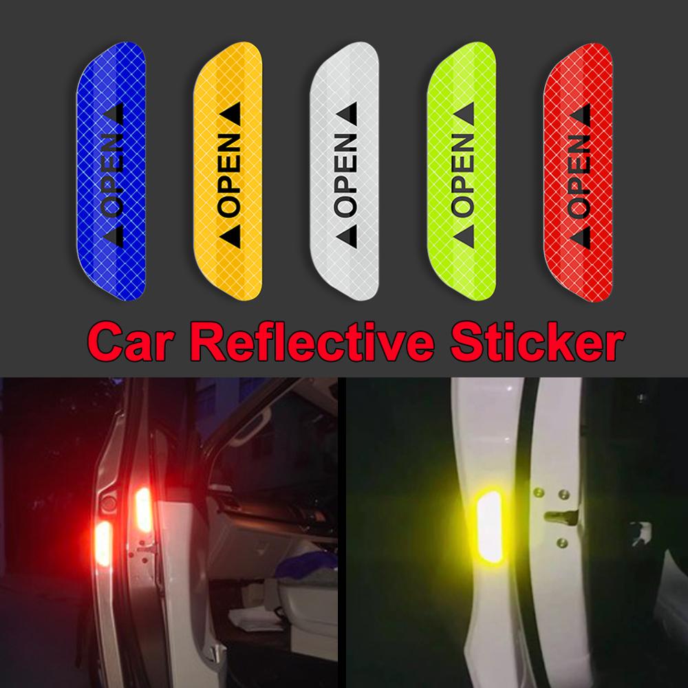 4 Stuks Auto Deur Stickers Universele Veiligheid Waarschuwing Mark Open Hoge Reflecterende Tape Deur Stickers Auto Rijden Exterieur Accessoires