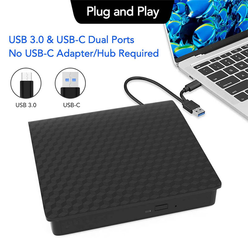 Extern Blu Ray-schijf voor laptop PC CD DVD Lezen/schrijven Speler Draagbare 3D Blu Ray-schijf Compatibel met Windows Linux Mac OS