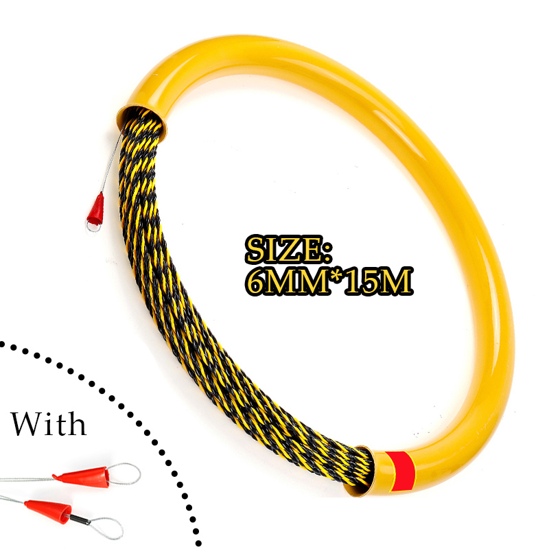 15/30M 6mm Cable Wire Puller Rodder Conduit Snake Cable Installation Tool Tape Fiberglass Cable Tested Wire Pullers Guide Device: 15M
