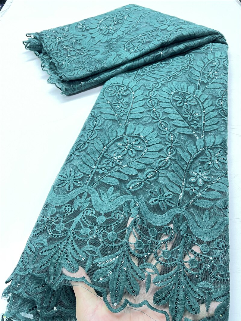 Pgc Blauw Afrikaanse Melk Zijde Kant Stof Kant Materiaal Nigeriaanse Kant Stoffen Voor Bruiloft Naaien YA3918B-2: african lace fabric6