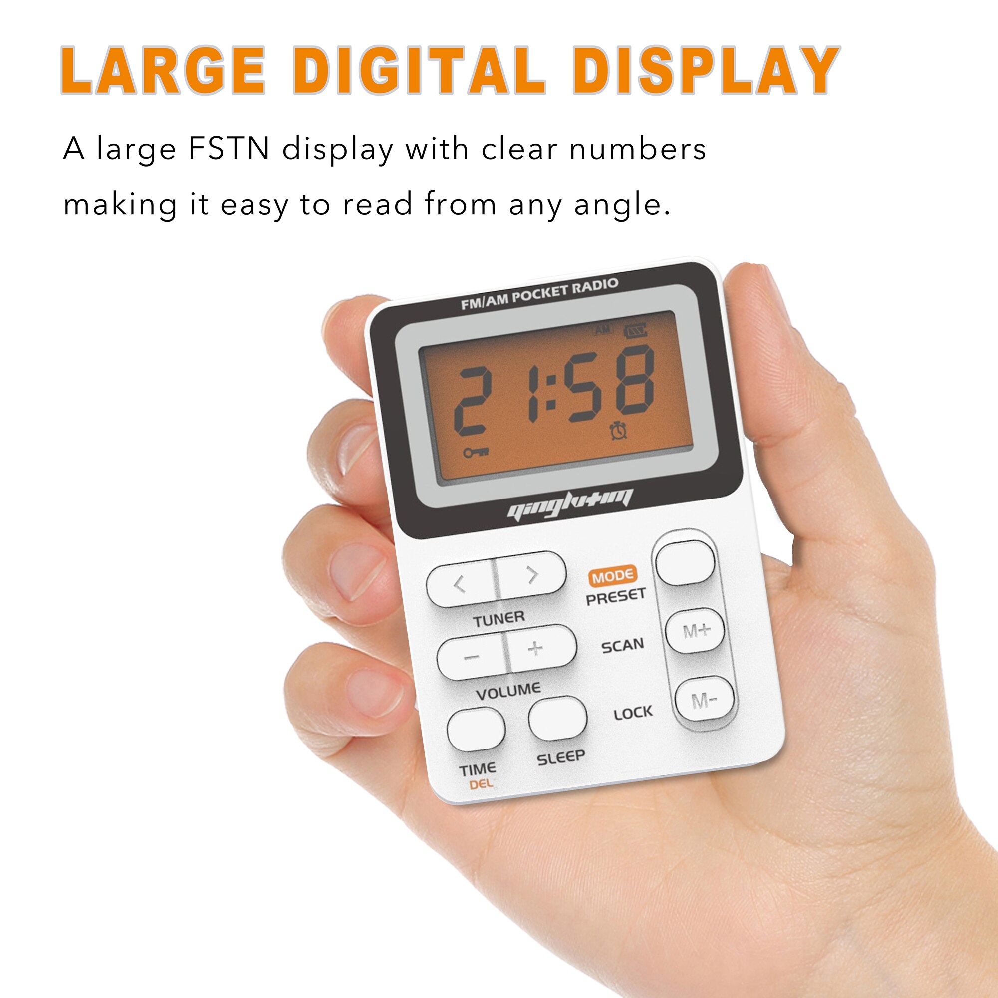 Mini FM/AM Radio Portable Pocket Radio with LED Display 3.5mm Earphone Support Manual/Auto Save Station 9K/10K Receiver