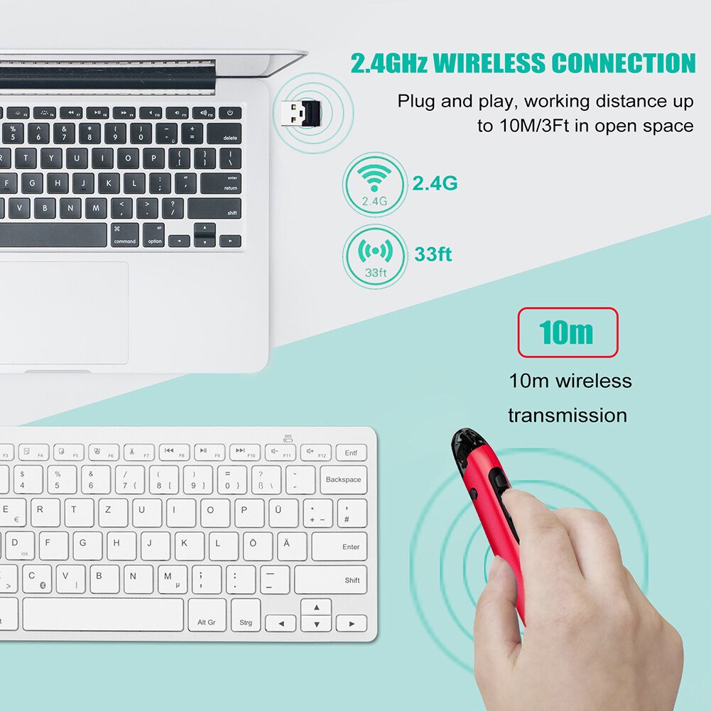 Laptop Computer Ergonomic Mice Silent Wireless Optical Pen Mouse 2.4GHz USB Bluetooth-compatible Air Mouse for PC Tablet