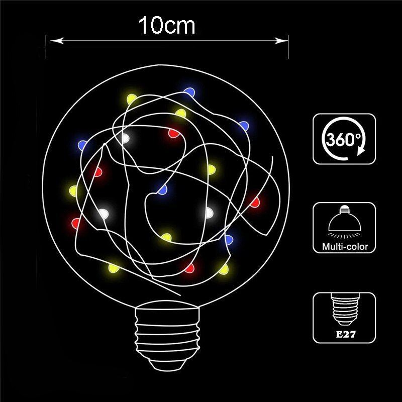 E27 220V LED Copper Wire Bulb LED Plastic Copper Wire Bulb RGB Fairy Lights Wedding Party Home Decoration Night Light