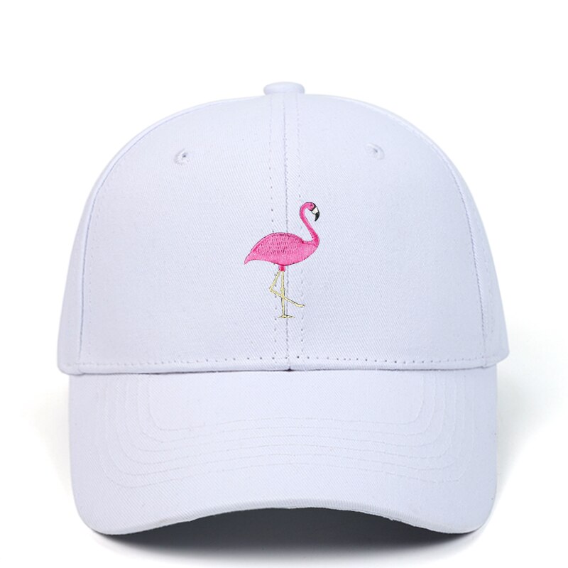 Flamingo bestickte Baseball kappe baumwolle Papa Hütte Männer Frauen Erwachsene Einstellbare Golf Hütte Sonne Kappe Snapback Kappe: Weiß