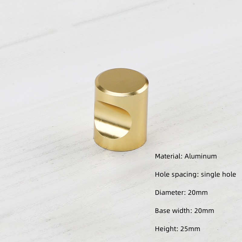 Manija de un solo orificio de aluminio dorado, cajón de armario moderno, perilla redonda, muebles de armario de cocina, manija de puerta pequeña, decoración del hogar: Negro