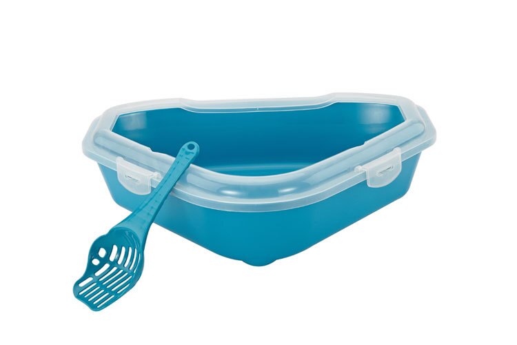 Cat Toilet Plastic Triangle Shape Self Cleaning Cat Litter Box Large Space Plastic Cat Toilet Training Kit Litter Box: 5