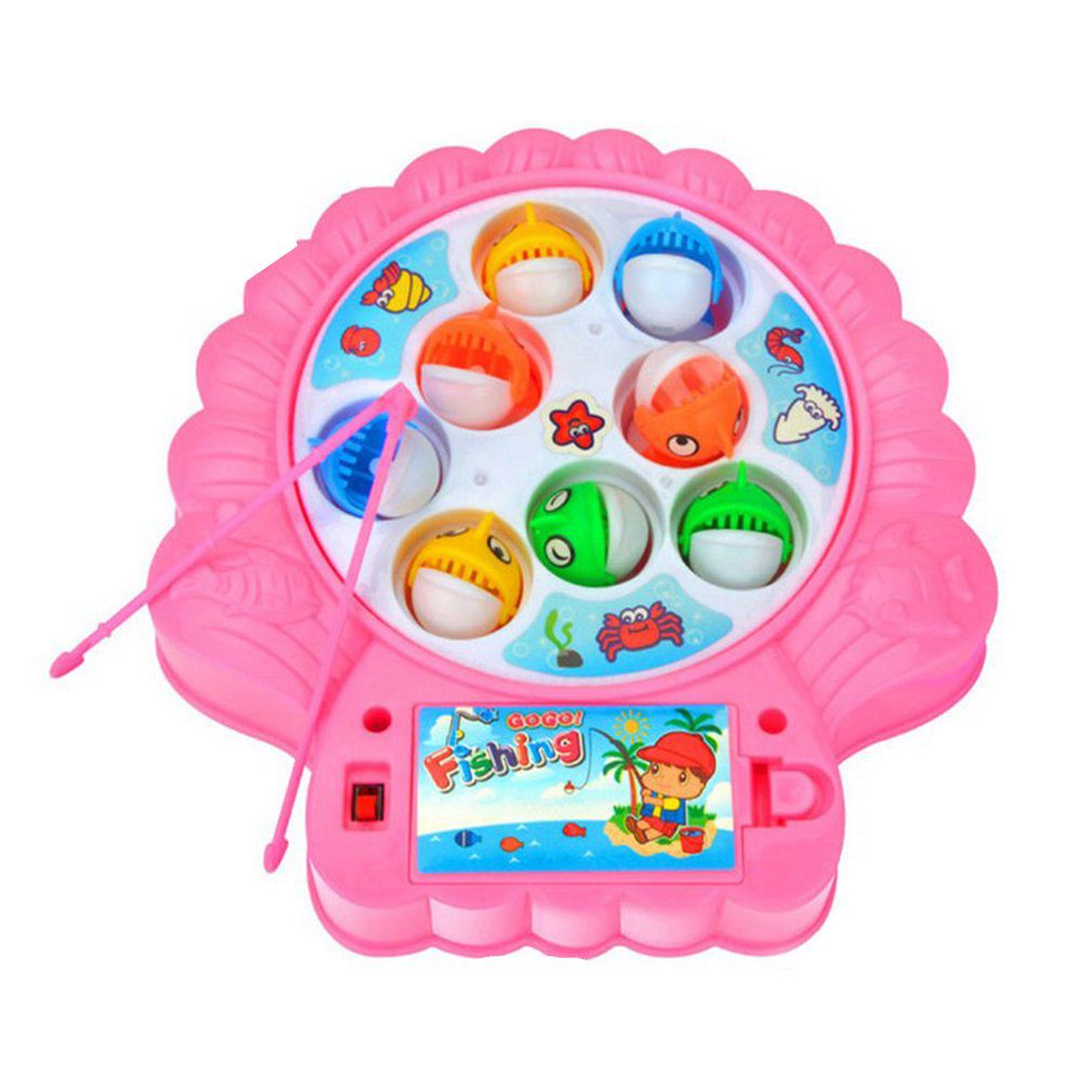 Juego de pesca giratorio Musical para niños, juguetes deportivos para el aire libre, con forma de concha de doble capa: One layer Pink