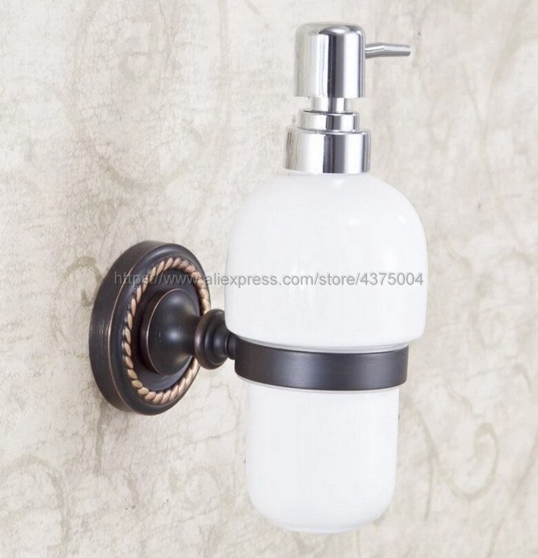 Oil Rubbed Bronze Bathroom and Kitchen Ceramic bottle liquid Soap Dispenser Wall Mounted Soap dispensers Holder rack Nba218