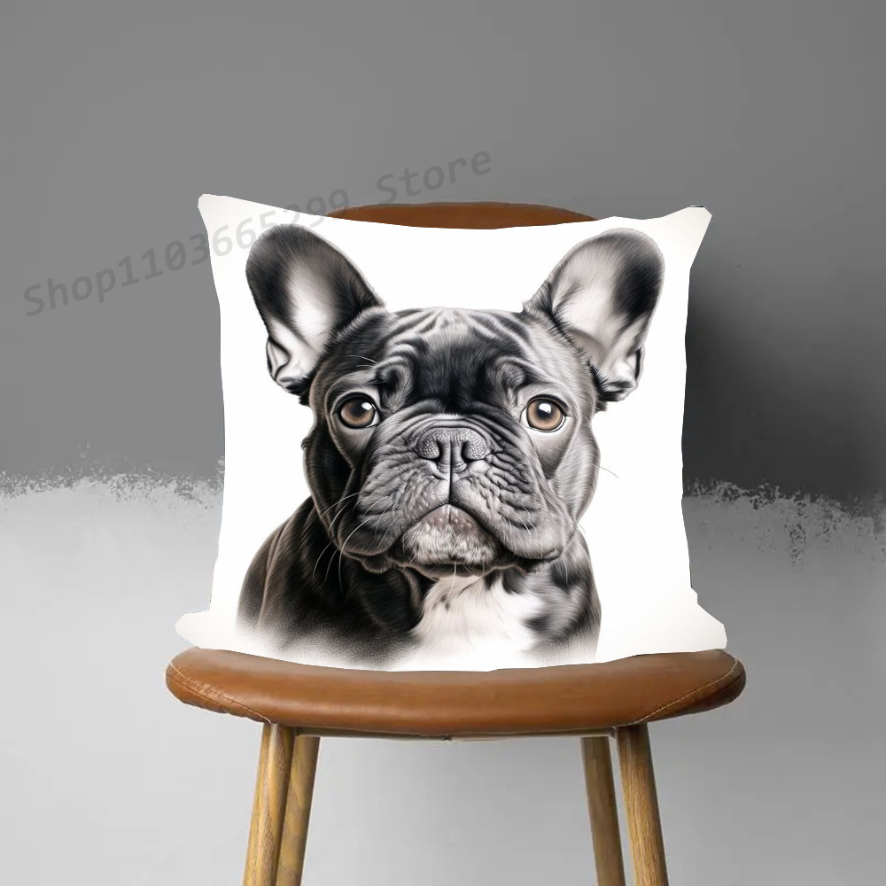 Niedlicher Haustier-Kissenbezug mit französischer Bulldogge, Kissenbezug, Sofa-Kissenbezug, Raumdekoration