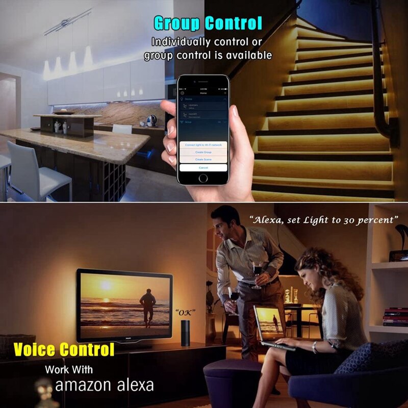 Wifi RGB LED Controller Smart Wifi LED Strip Light Controller With Remote, Works With RGB LED Strip Light