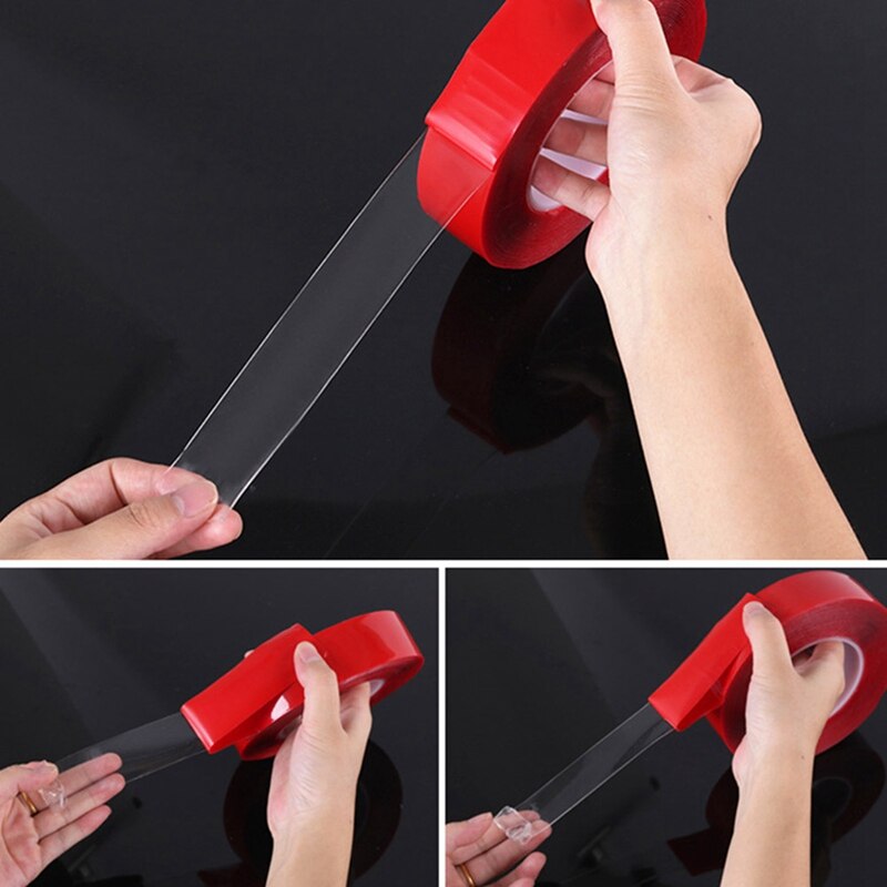 3m Red Double Sided Adhesive Tape High Strength Acrylic Gel Transparent No Traces Sticker for Car Auto Interior Fixed