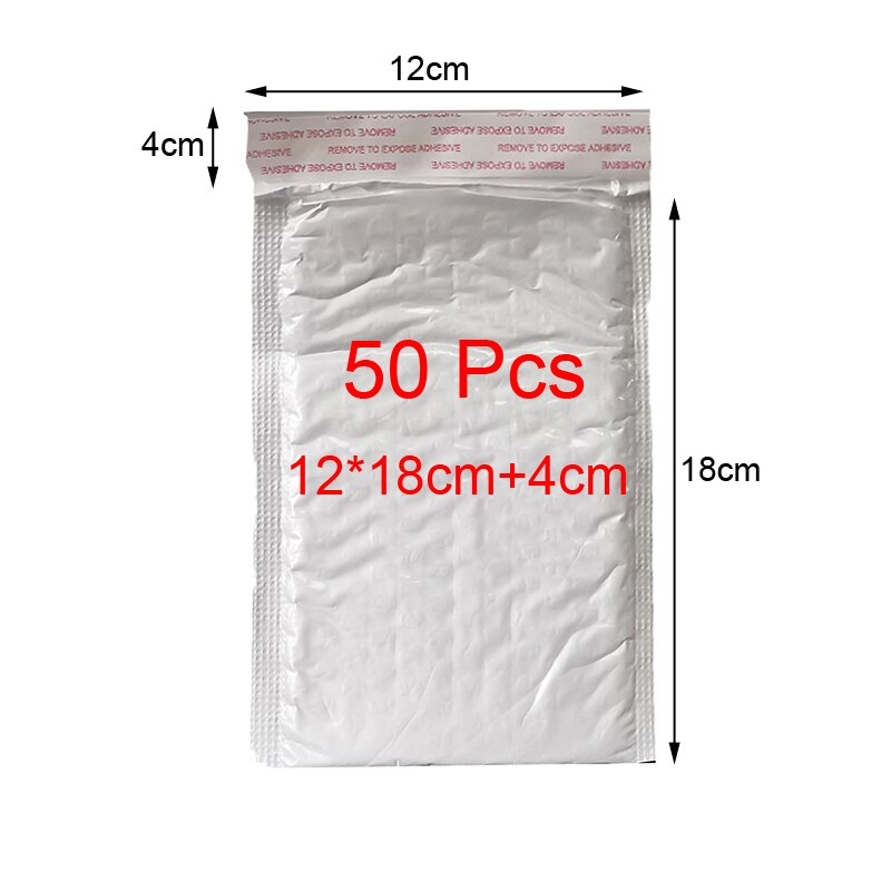 50 Pcs White Foam Envelope Bags Self Seal Mailers Padded Envelopes With Bubble Mailing Bag Packages Bag: 50 Pcs 12x18cm