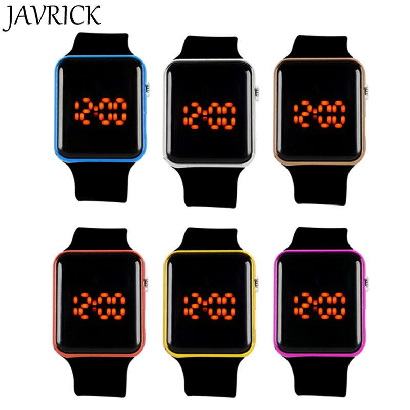 Javrick Unisex Siliconen Led Sport Horloge Digital Armband Horloges Zwart Horloge