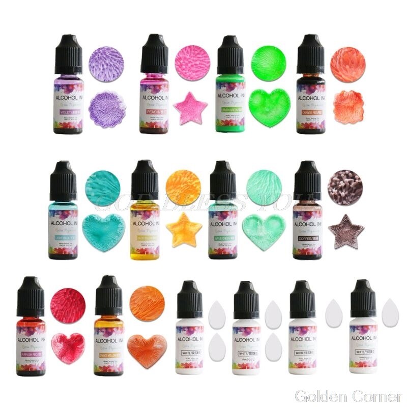 14 farve 10ml alkohol blæk diffusionsharpiks pigment kit flydende farvestof farve art  jy02 20: B