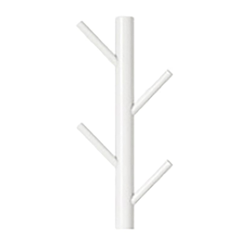 Perchero colgante de madera, gancho de pared, Perchero de rama de árbol, moderno, montado en la pared, sombrero de madera Vertical, ganchos decorativos: white