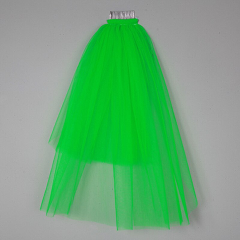 Velos De primera comunión para niñas, velo De tul con peine, corto, De flores, 7 colores, blanco, negro, rojo y rosa: Green