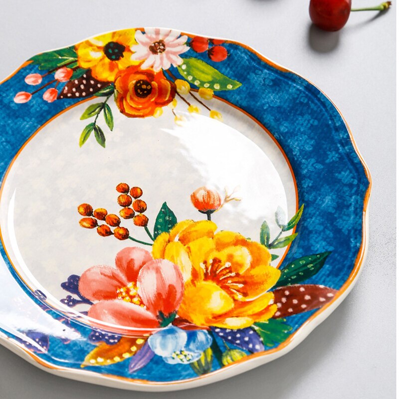 Tableware Ceramic Dinner Plate Set Dish 8 Inch Porcelain Cute Dessert Plate Dinnerware Glazed Chinese Color Western Food Plate