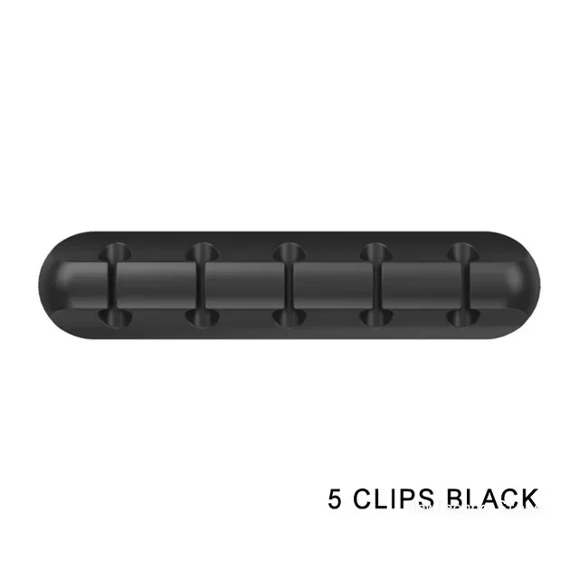 Cable Organizer Silicone USB Cable Winder Desktop Tidy Management Clips Cable Holder for Mouse Headphone Wire Organizer: black