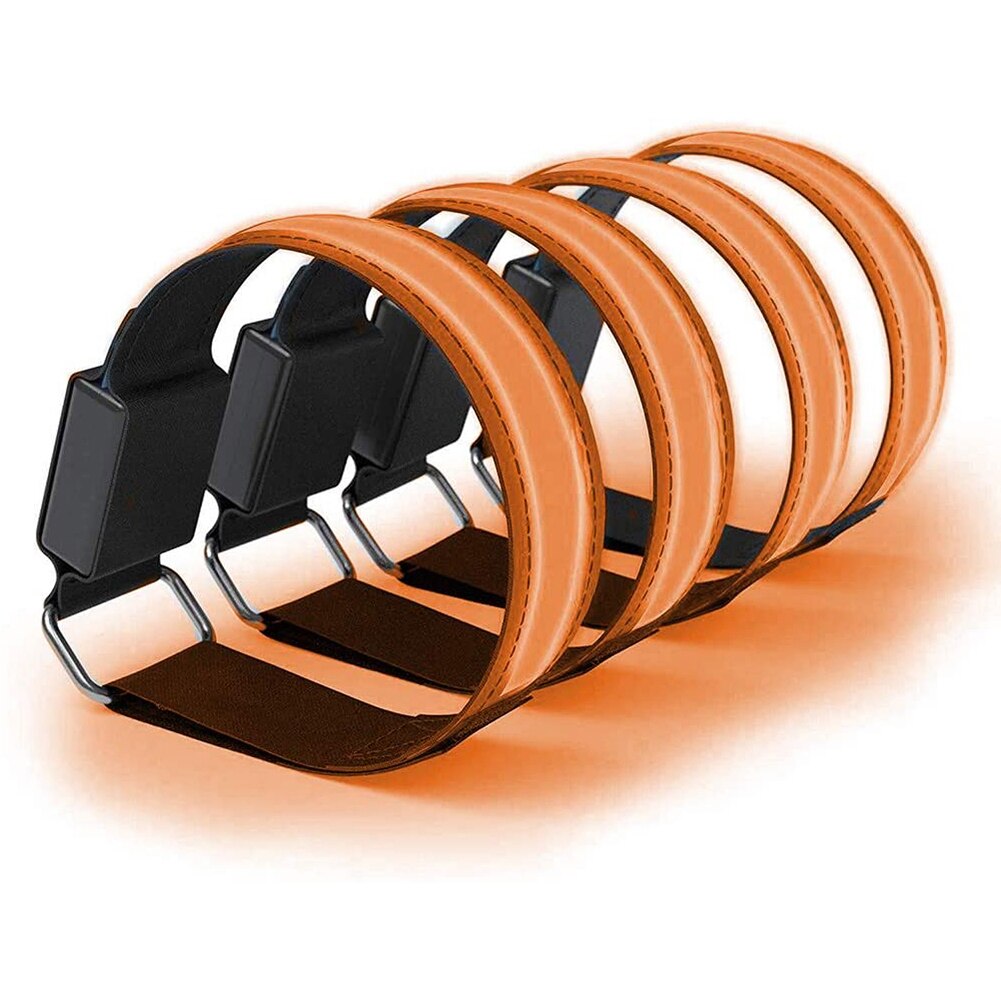 Brazalete LED para correr para mujer, pulsera reflectante, accesorios para corredores, botón para correr, batería, naranja, 4 Uds.: Orange