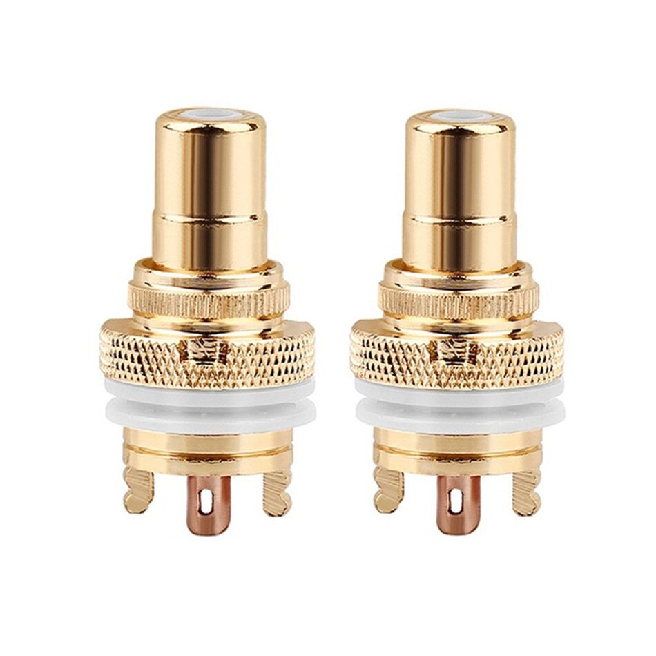 Conector de vídeo de cobre CMC RCA hembra, toma de Terminal AV, Conector de vídeo brillante/Dumb/rodio plateado, cobre púrpura, 32mm, HiFi, 2 uds.: White Bright