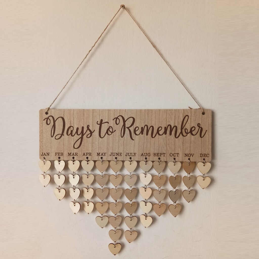 Aankomst Muur Opknoping Houten Kalender Board Home Decoratie Houten Familie Verjaardag Herinnering Kalender Boord Plaque Sign Board