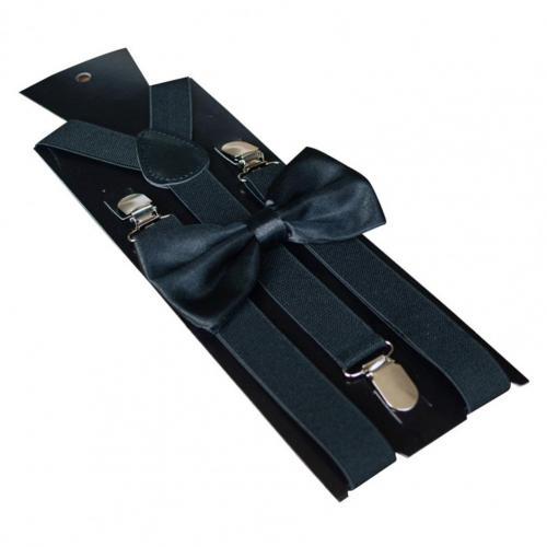 Bretelles robustes pour hommes, noir, 17 couleurs, 3 pinces solides, pantalon élastique réglable, bretelles, travail, fête: Black