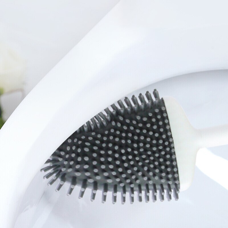 Wall-mounted Toilet Brush Rubber Head Holder Bristle Cleaning Brush WC Bathroom Accessories Home Stuff For Toilet Silicone