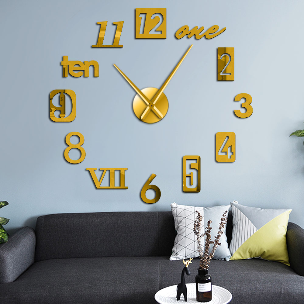 Horloge murale 3D auto-adhésive, différents Types de chiffres, décoration pour la maison, de pendaison de crémaillère, moderne