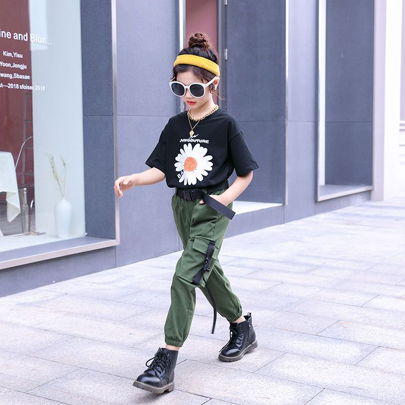 Eachin meisjes cargo broek trend kinderkleding meisjes losse broeken effen streetwear broek kinderen effen broek met zakken