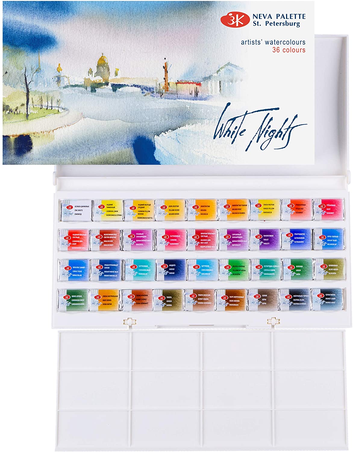 Conem Sonnet – peintures aquarelles russes nuits blanches solides, niveau étudiant/artiste 12/16/24/36 couleurs, peinture Pigments à l&#39;eau