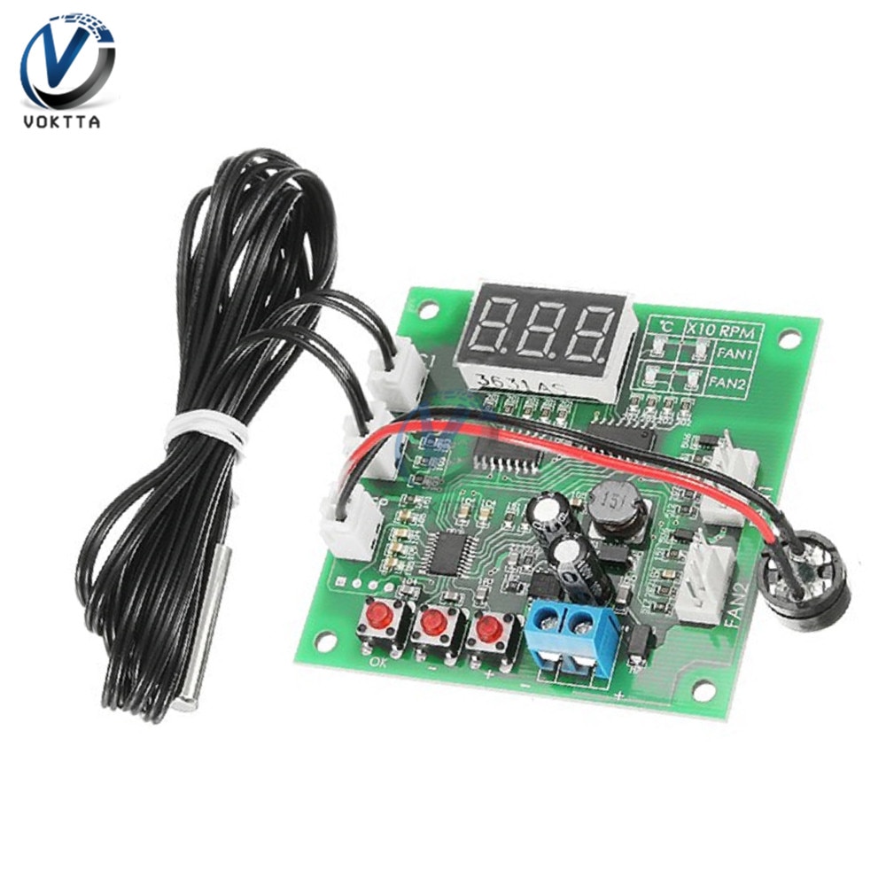 DC 12V Single/Dual Way Speed Controller Temperature Control Governor 3/4 Wire PWM Fan Temperature Control Speed Controller