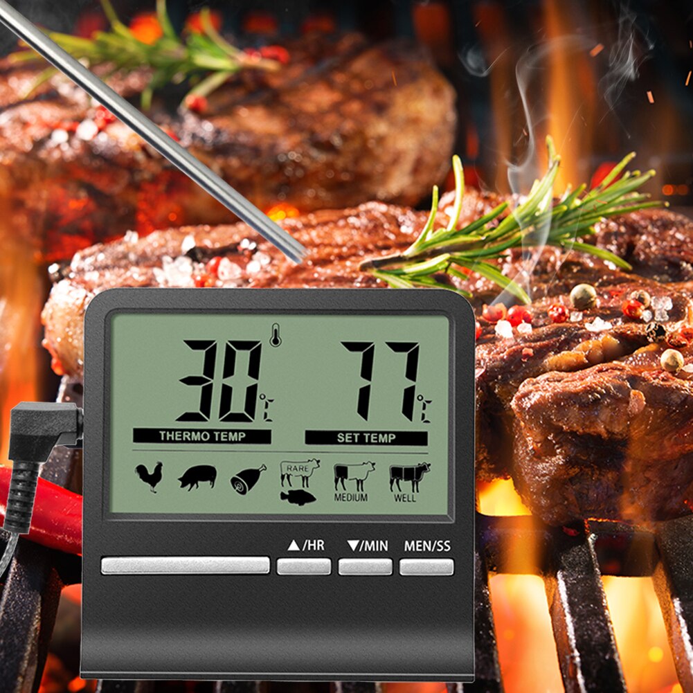 Digital Kitchen Food Thermometer Probe Meter Cooking Alarm Timer For Kitchen BBQ Water Milk Oil Liquid Oven Oven Thermometer
