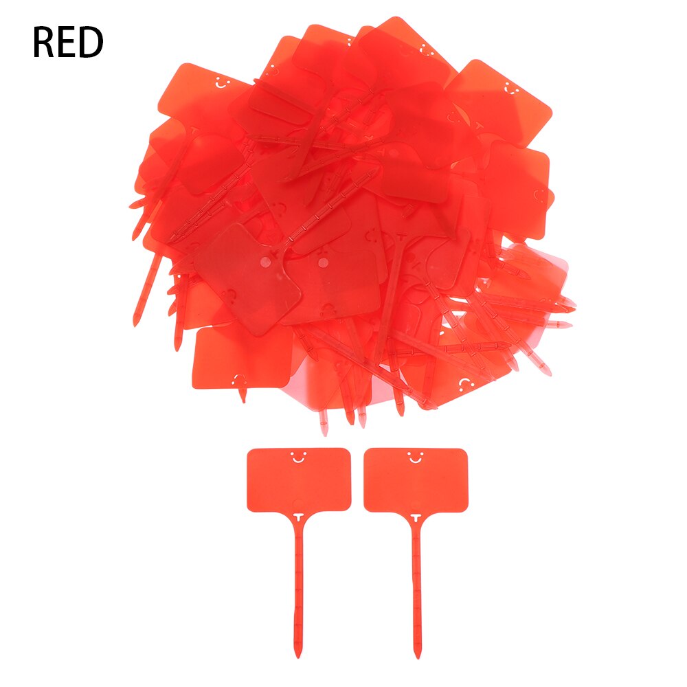100pcs T Shape Garden Labels Gardening Plant Classification Markers Sorting Seedling Tags Greenhouse Nursery Pots Writing Plate: Red
