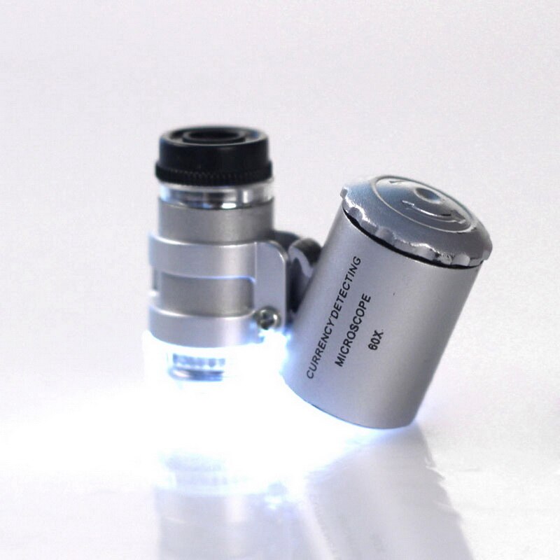 45X Mini Microscoop Juwelier Loep Lens Vergrootglas Glas 3 Led Met Uv Licht Draagbare