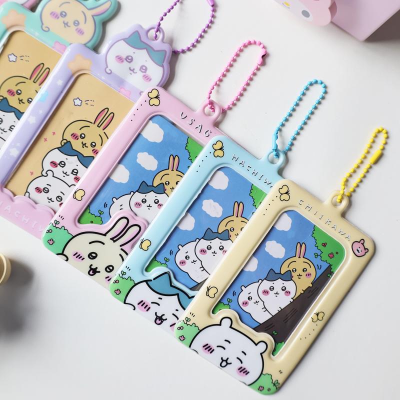 Kawaii Chikawas Hachiware Usagi 3 pulgadas foto tarjetero cubierta de tarjeta identificación de crédito tarjeta bancaria álbum foto carpeta titular llavero