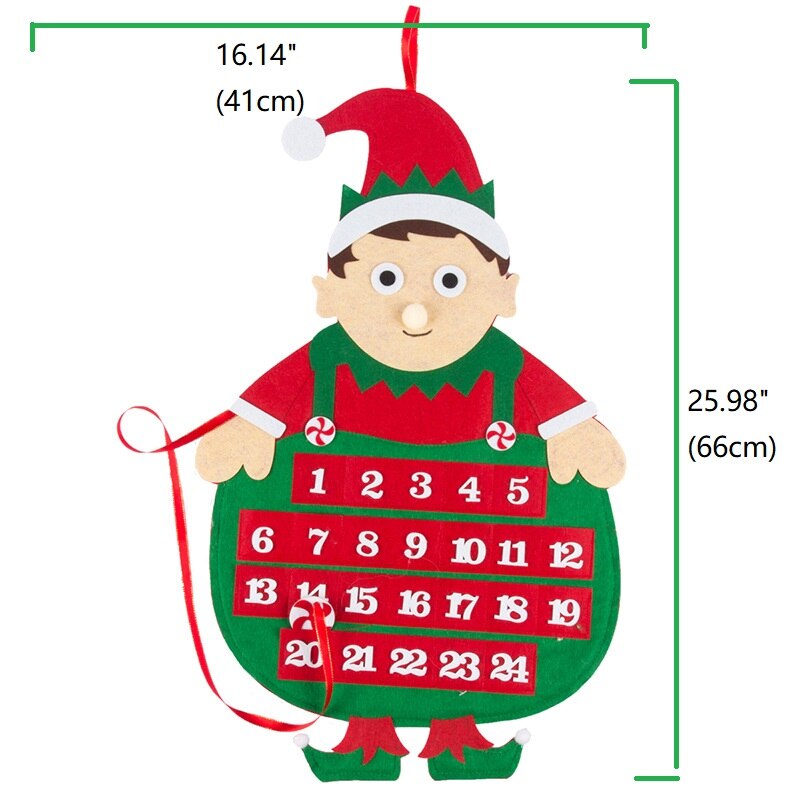 Felt Christmas Tree Advent Calendar Hanging Ornament Nativity For DIY For Countdown Decorations Christmas Kid Year The