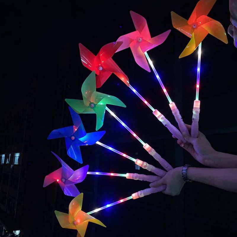 10 Pcs Glowing Plastic Windmill Pinwheel Wind Spinner Garden Lawn Party Decor