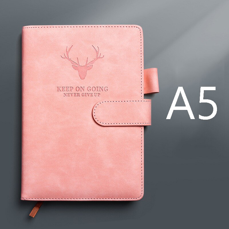 360 Pages Super Thick Wax Sense Leather A5 Journal Notebook Daily Business Office Work Company Notepad Book Logo School Supplies: Pink Notebook 1
