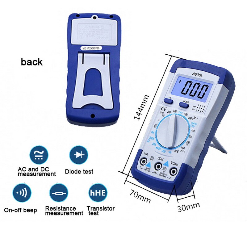 A830L Digital-Multimeter AC DC Spannung Diode Freguency Multitester Strom Tester Leucht Anzeige mit Sommer Funktion